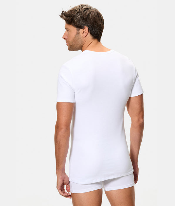 Abanderado Camiseta Térmica Manga Corta Cuello Pico Algodón 100% blanca hombre