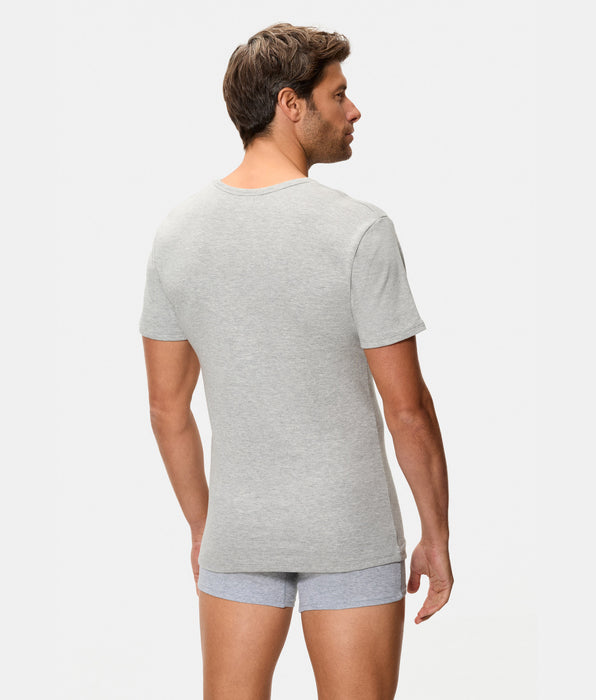 Abanderado T-shirt térmica de manga curta para homem com decote em V, 100% algodão, cinzento-escuro