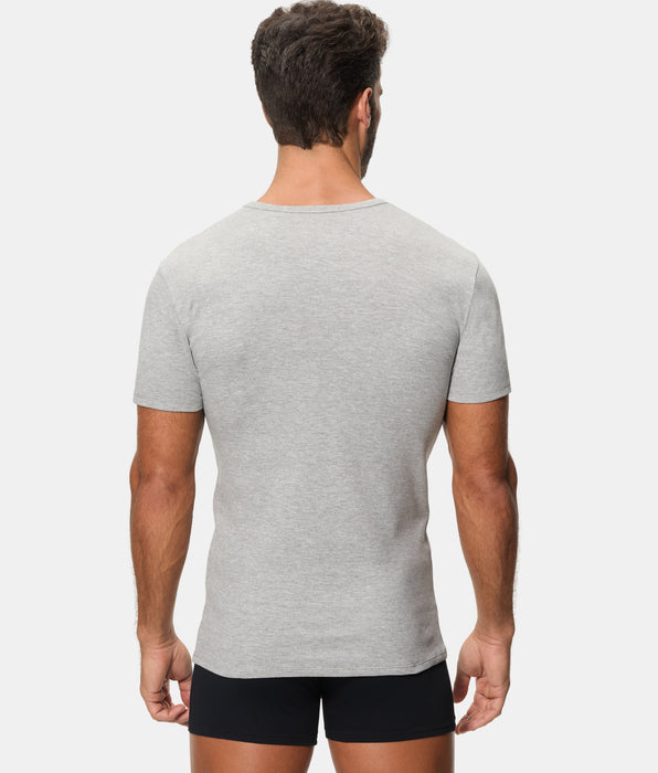 Abanderado Men's Short-Sleeved Thermal T-Shirt with Round Neck, 100% Cotton, Dark Gray