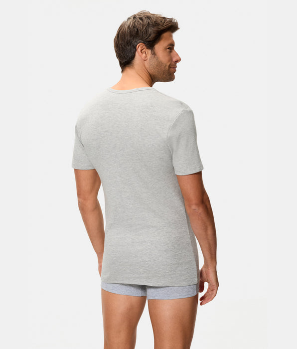 Abanderado T-shirt térmica de manga curta para homem com gola redonda, 100% algodão, cinzento-escuro