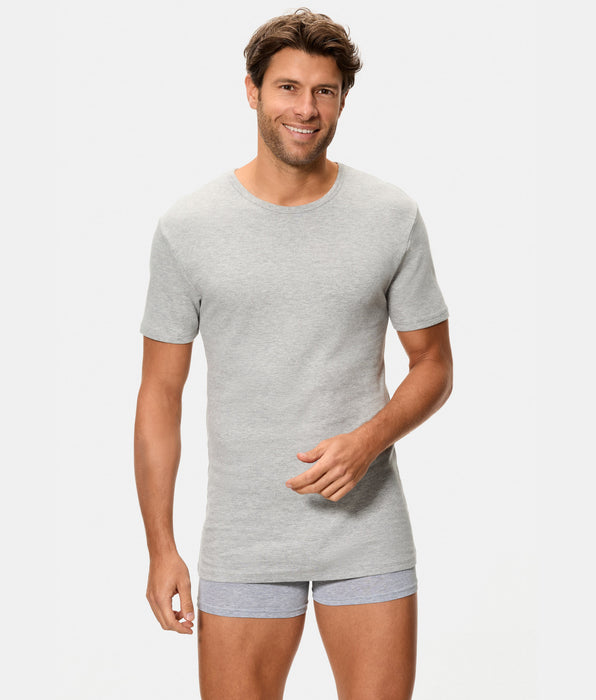 Abanderado Men's Short-Sleeved Thermal T-Shirt with Round Neck, 100% Cotton, Dark Gray