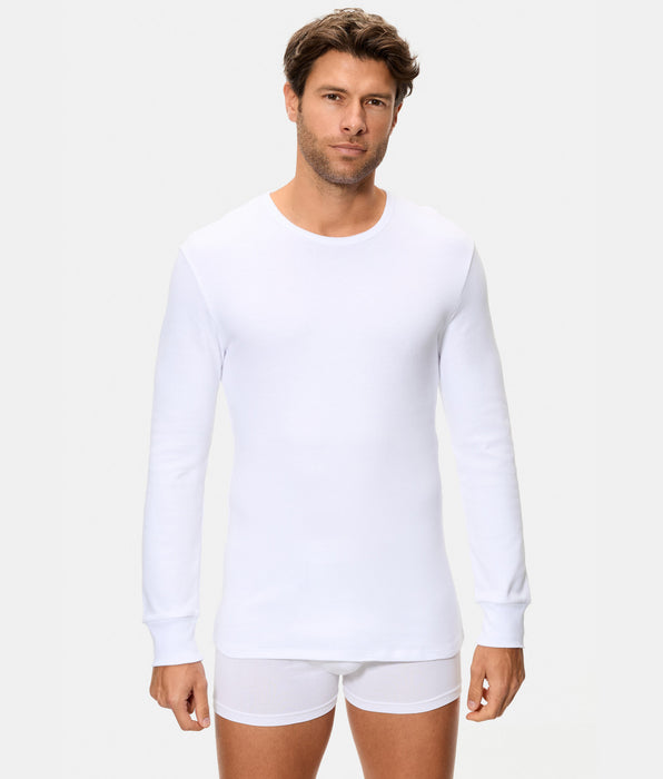 Abanderado Camiseta Térmica Manga Larga Cuello Redondo Algodón 100% blanca hombre