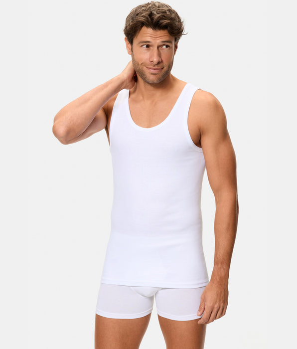 Abanderado Camiseta de Tirantes Corte Clásico Tejido Canalé Algodón 100% blanca hombre