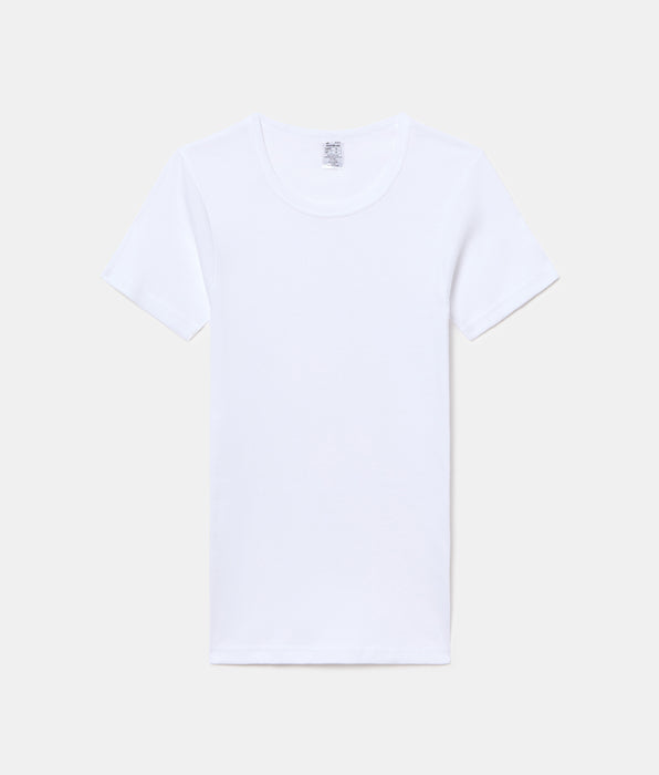 Abanderado Camiseta Junior Manga Corta Corte Clásico Tejido Canalé Algodón 100% blanca niño