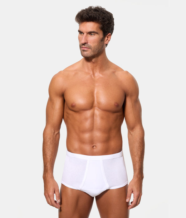 Abanderado Braslip Abierto Corte Alto Clásico Algodón 100% blanco hombre