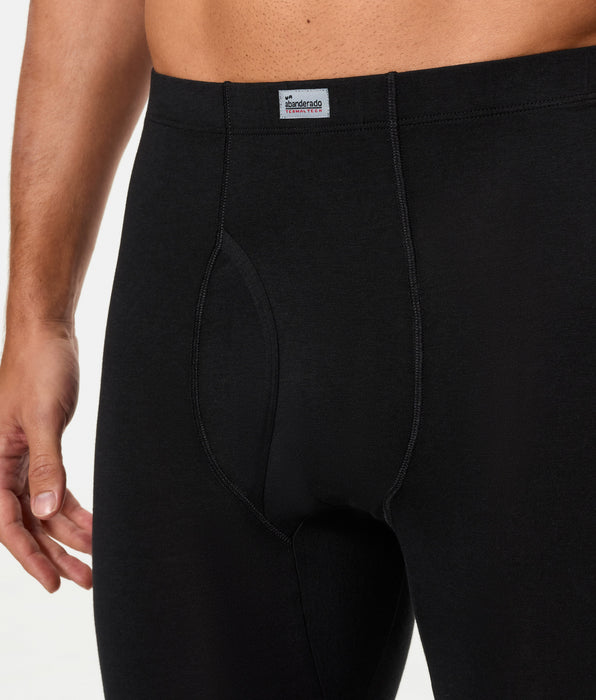 Abanderado Cuecas térmicas para homem 100% algodão Long John Termaltech pretas