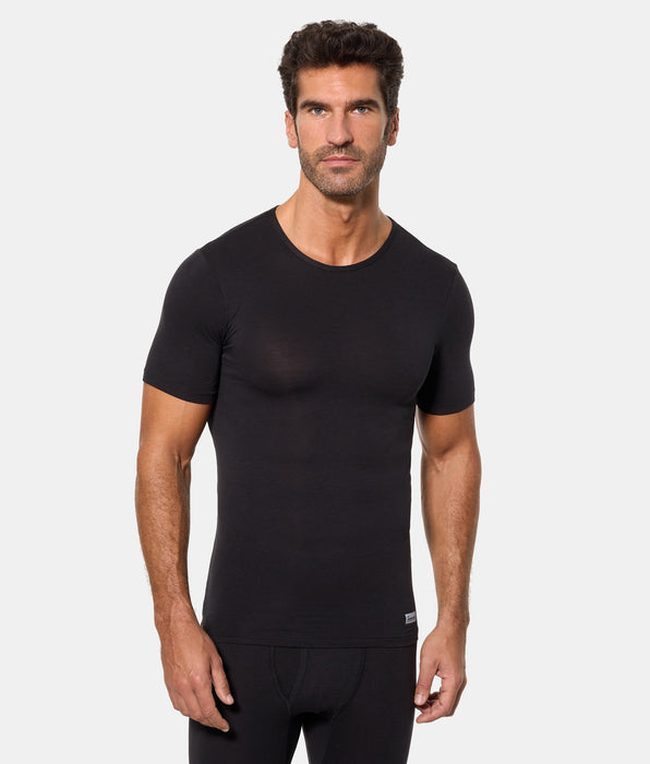 Abanderado Men's Black Thermal Short-Sleeved Round Neck T-Shirt Termaltech