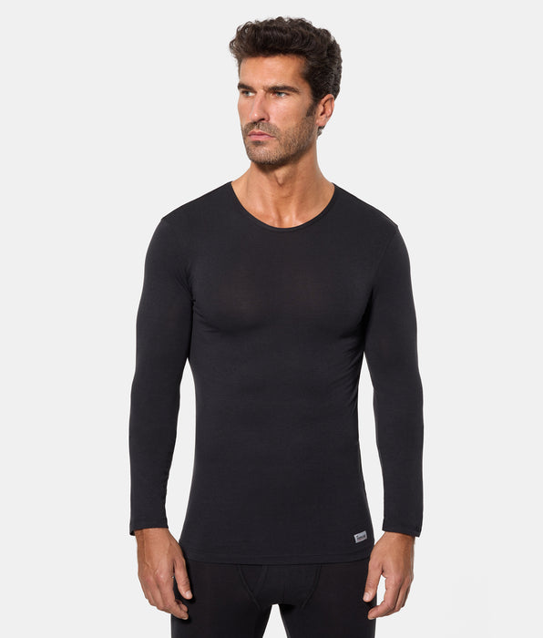 Abanderado Men's Black Thermal Long Sleeve Round Neck T-Shirt Termaltech