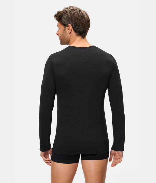 Abanderado T-shirt térmica para homem de manga comprida e gola redonda Termaltech preta