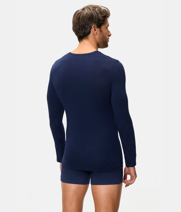 Abanderado T-shirt térmica manga comprida gola redonda Termaltech azul meia-noite para homem
