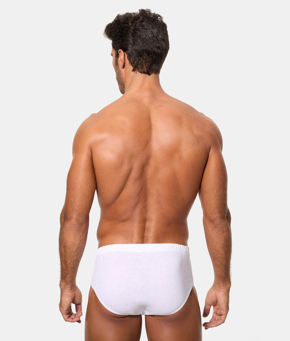 Abanderado Men's 100% Cotton Semi-Short Briefs in White