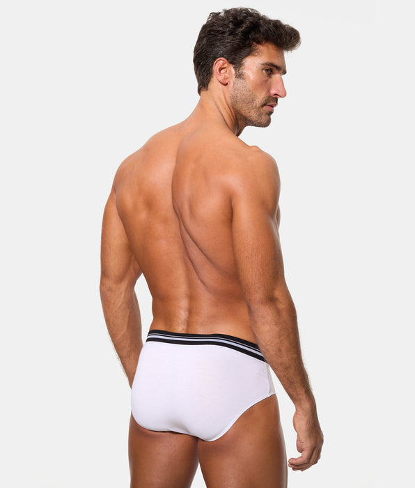 Abanderado Slip Cerrado Cintura Extra Suave Algodón Elástico blanco hombre
