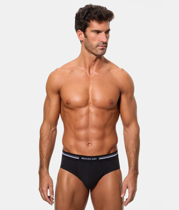 Abanderado Men's Black Extra Soft Elastic Cotton Closed Waist Brief