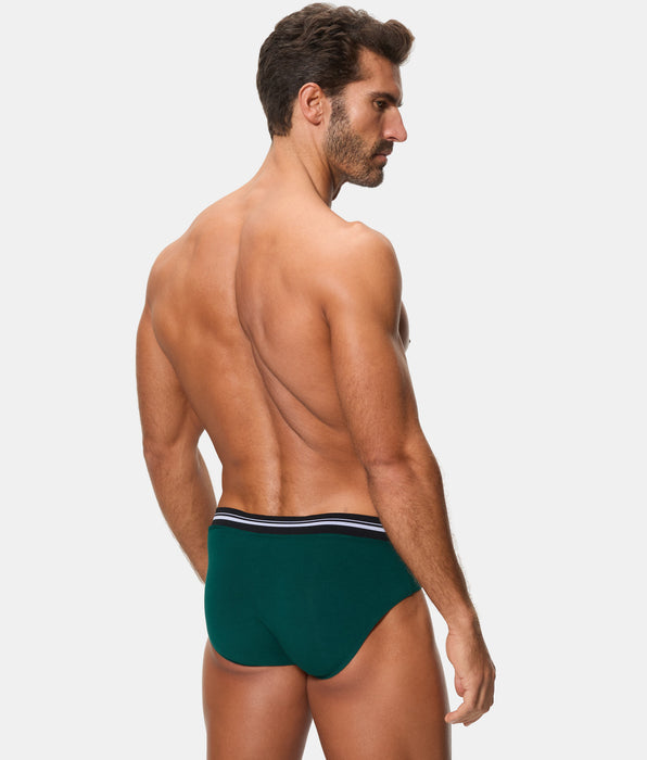 Abanderado Slip Cerrado Cintura Extra Suave Algodón Elástico verde oscuro hombre