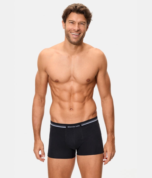 Abanderado Boxer masculino preto extra macio de algodão elástico com cintura fechada