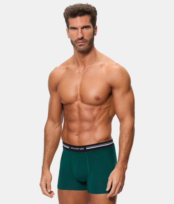 Abanderado Bóxer Cerrado Cintura Extra Suave Algodón Elástico verde oscuro hombre
