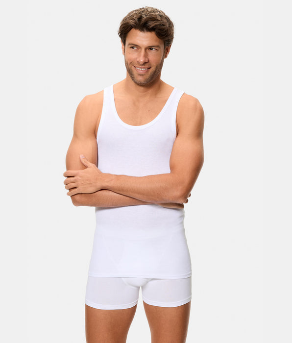 Abanderado Camiseta de Tirantes Clásica Canalé Algodón 50% Poliester 50% blanca hombre