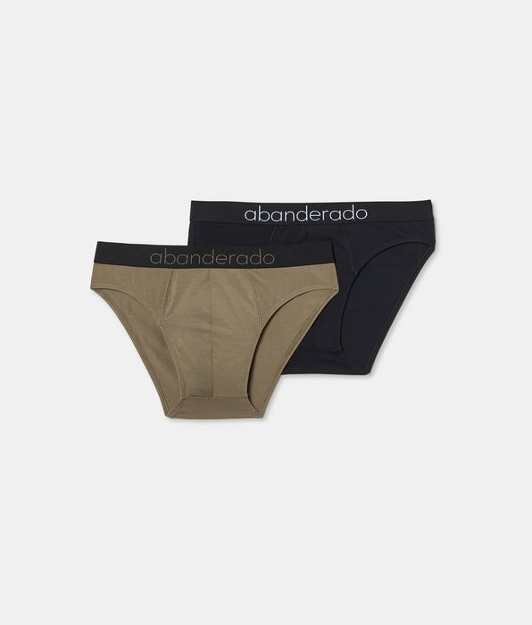 Abanderado Pack de 2 Cuecas Fechadas Premium Sensitive Line pretas e caqui para homem