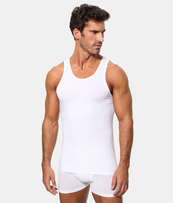 Abanderado Men's White Regul'activ Thermoregulatory Technology Stretch Cotton Tank Top