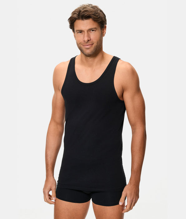 Abanderado Men's Regul'activ Thermoregulatory Technology Stretch Cotton Tank Top in Black