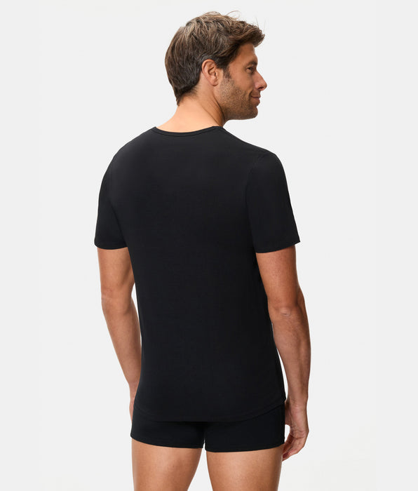 Abanderado T-shirt de homem de manga curta, gola redonda, com tecnologia termorreguladora Regul'activ e algodão elástico, em preto