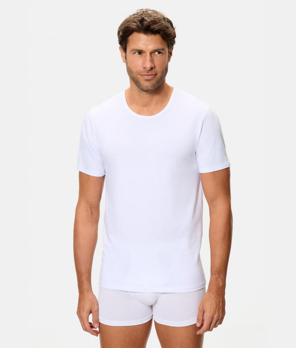 Abanderado Camiseta de Manga Corta Cuello Redondo Tecnología Termorreguladora Regul'activ Algodón Elástico blanca hombre