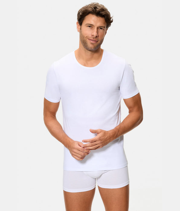 Abanderado Camiseta de Manga Corta Cuello Redondo Tecnología Termorreguladora Regul'activ Algodón Elástico blanca hombre