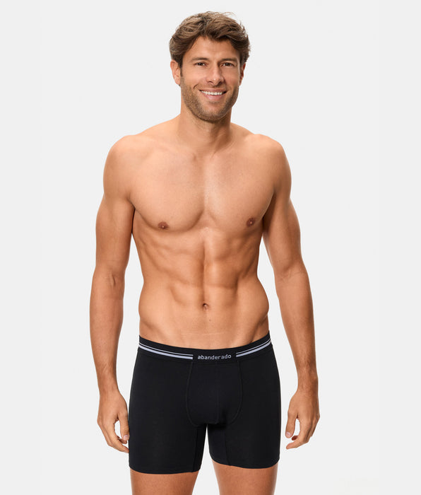 Abanderado Bóxer de hombre largo con cintura extrasuave compresión inteligente negro
