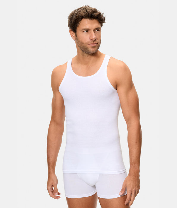 Abanderado Camiseta de Tirantes Algodón 100% Tejido Canalé blanca hombre