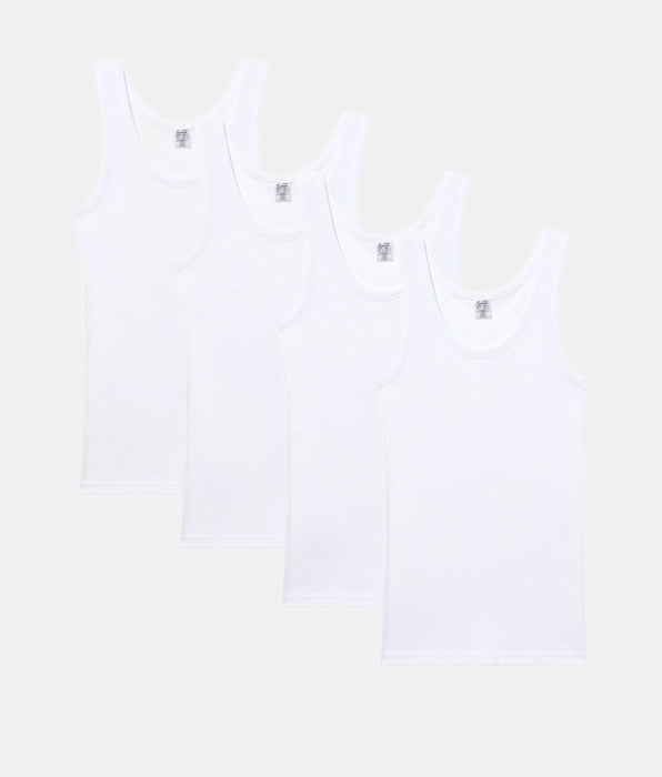 Abanderado Pack 4 Camisetas de Tirantes Clásico Algodón 100% blanca hombre