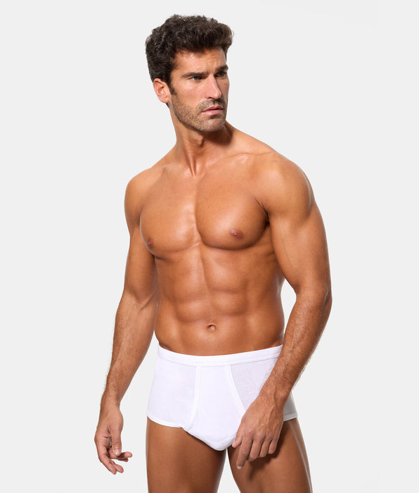 Abanderado Pack 2 Braslips Abiertos 100% Algodón Clásico Canalé blanco hombre