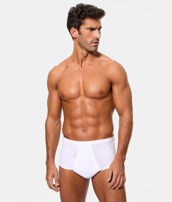Abanderado Pack 2 Braslips Abiertos 100% Algodón Clásico Canalé blanco hombre