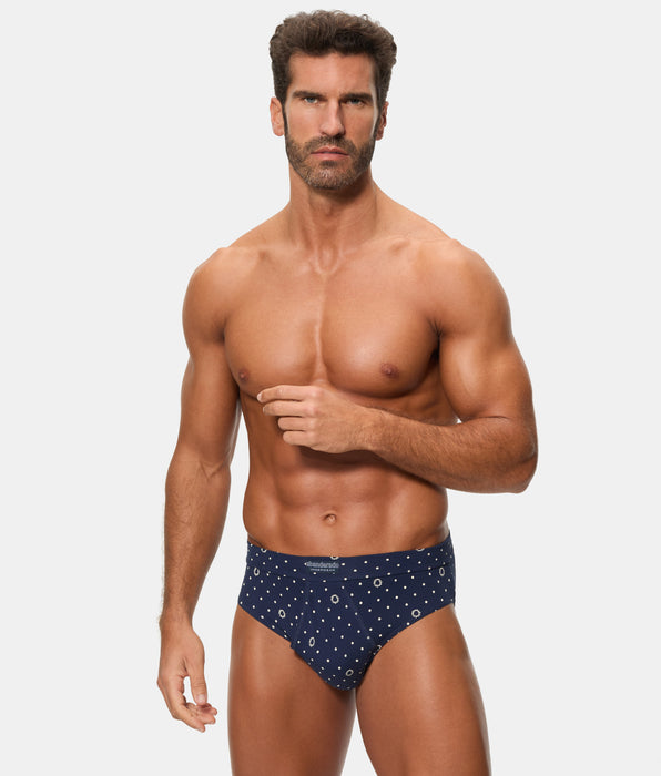 Abanderado Pack 2 Slips Abiertos 100% Algodón Multipack Estilo azul y estampado granate logo hombre