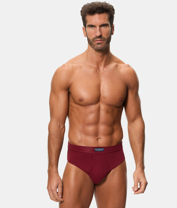 Abanderado Pack 2 Slips Abiertos 100% Algodón Multipack Estilo azul y estampado granate logo hombre