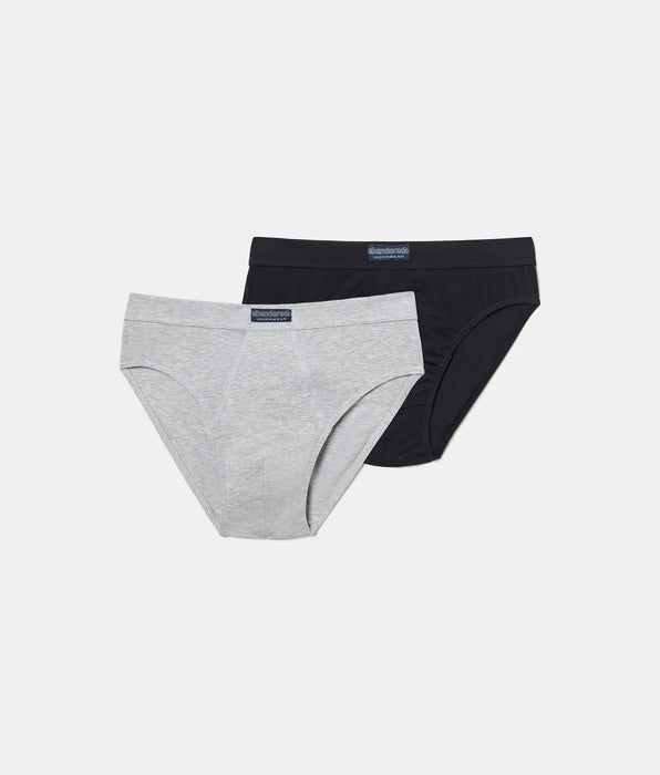 Abanderado Pack 2 Slips Abiertos 100% Algodón Multipack Estilo negro y gris vigoré hombre