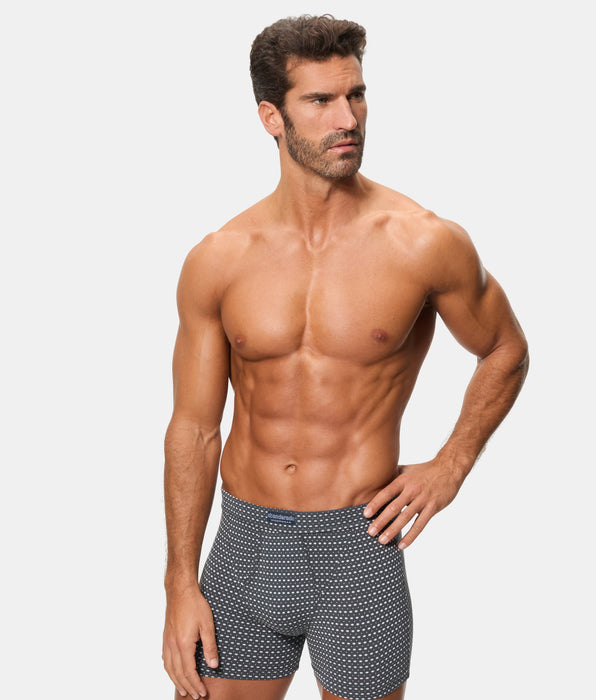 Abanderado Pack of 2 Open Boxers 100% Cotton Multipack Style Blue Print Tie Men