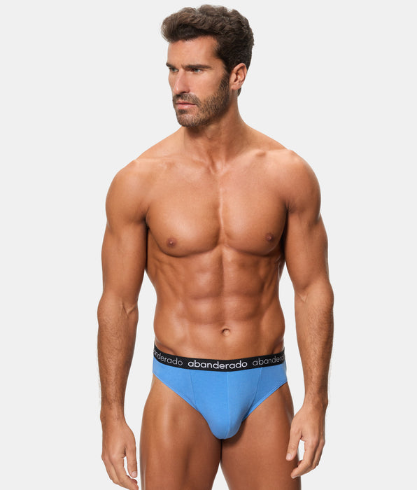 Abanderado Pack of 2 Elastic Cotton Briefs with a blue-gray and blue elastic waistband for men
