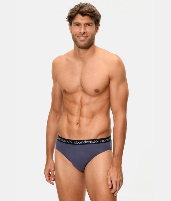 Abanderado Pack de 2 cuecas elásticas de algodão com cós de borracha em azul acinzentado e azul para homem