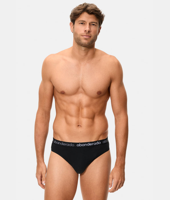 Abanderado Pack de 2 cuecas elásticas de algodão com cós de borracha, azul, cinzento e preto para homem