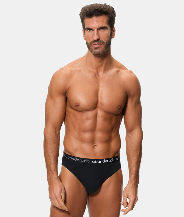 Abanderado Pack 2 Slips Algodón Elástico cinturilla goma kaki y negro hombre