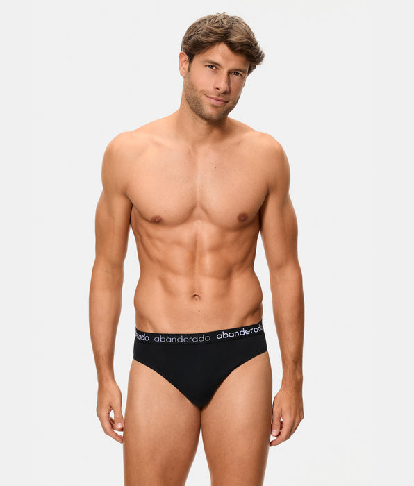 Abanderado Pack of 2 men's elastic cotton briefs with a khaki and black elastic waistband