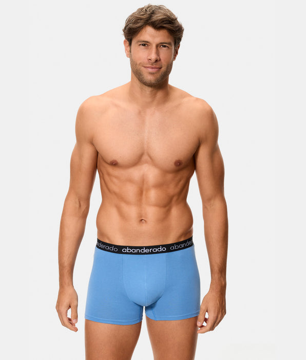 Abanderado Pack of 2 elastic cotton boxers with a blue-gray and blue elastic waistband for men