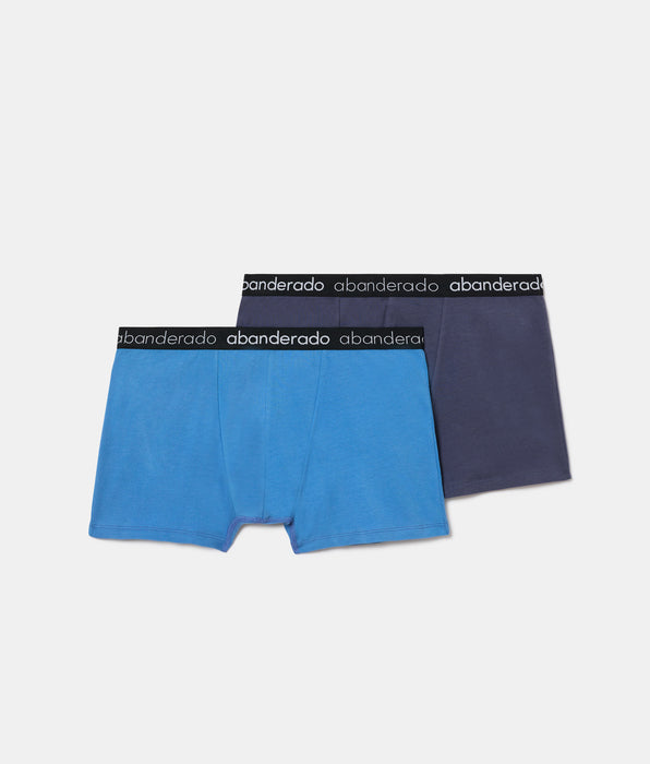 Abanderado Pack de 2 boxers elásticos de algodão com cós elástico azul-cinza e azul para homem