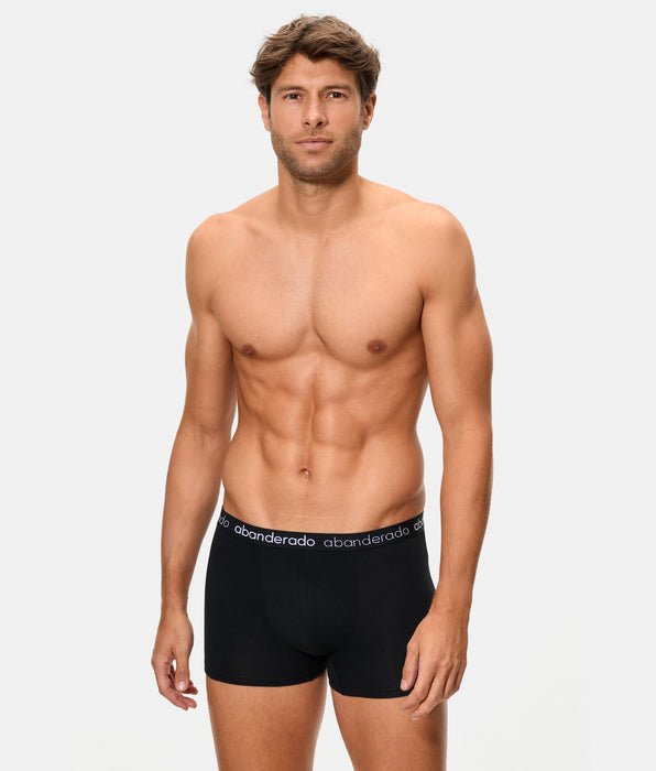 Abanderado Pack de 2 boxers de algodão elástico com cós elástico, azul, cinzento e preto para homem