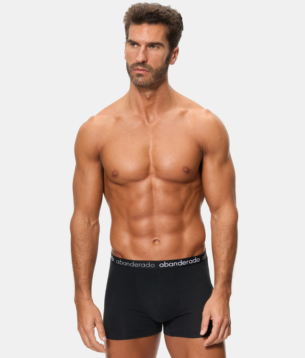 Abanderado Pack of 2 elastic cotton boxers with elastic waistband, blue, grey and black for men