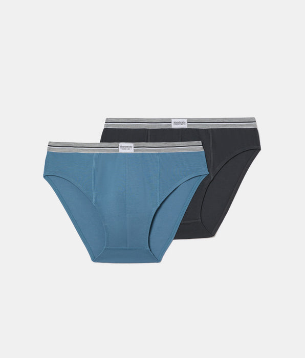 Abanderado Pack de 2 cuecas fechadas de algodão Ultra Resist em cinzento e azul para homem