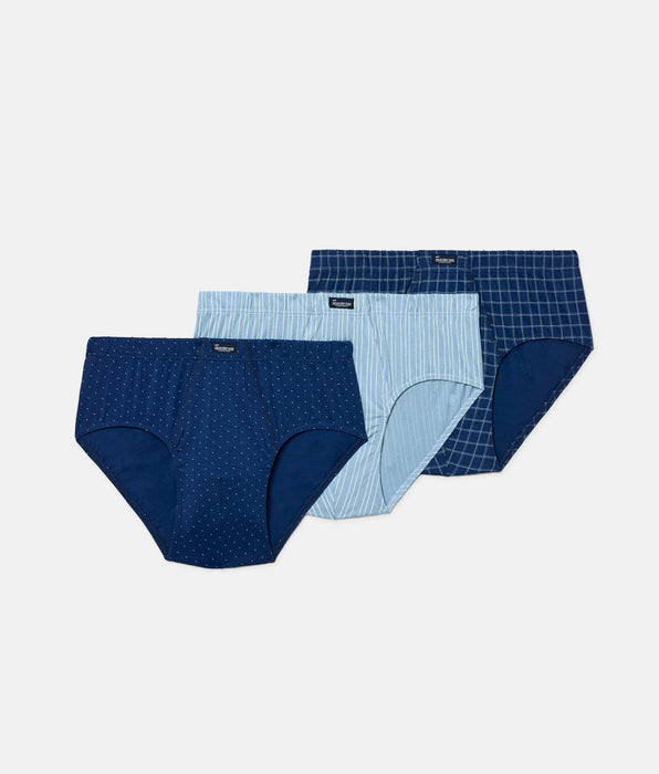 Abanderado Pack de tres slips abiertos de hombre con estampados geométrico azul
