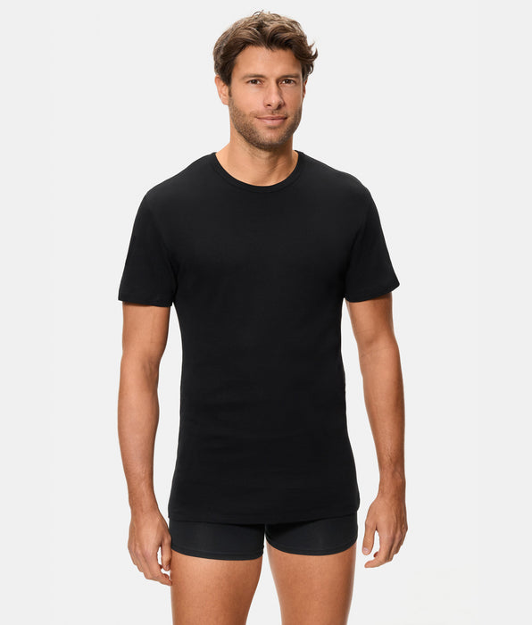 Abanderado Men's Short-Sleeved Thermal T-Shirt with Round Neck and 100% Cotton in Black