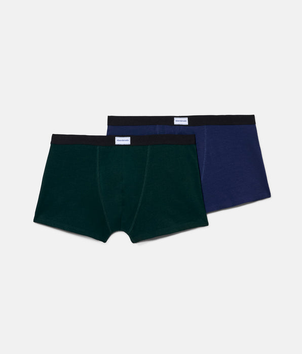 Abanderado Pack de 2 bóxers cerrados de hombre de algodón elástico ultra resistente azul y verde