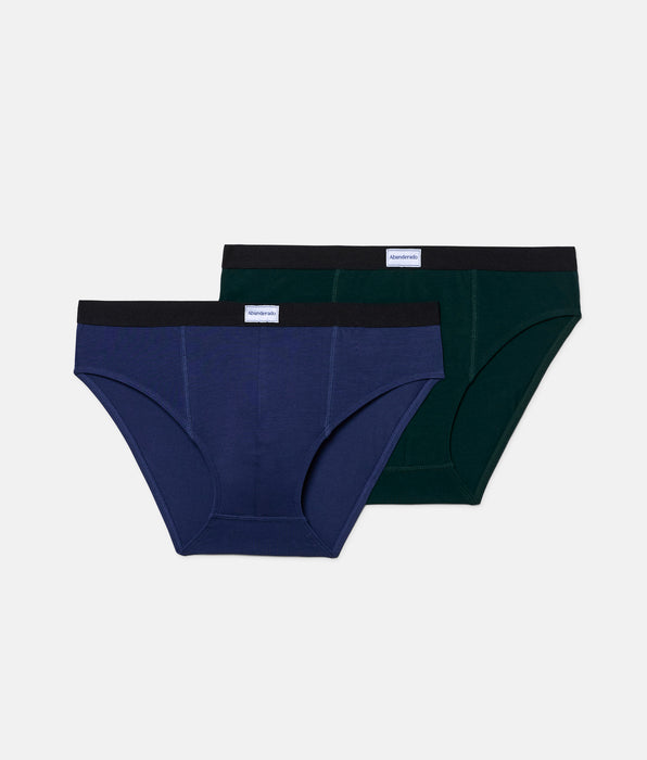 Abanderado Pack de 2 slips cerrados de hombre de algodón elástico ultra resistente azul y verde